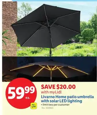 Lidl Livarno Home patio umbrella with solar LED lighting offer