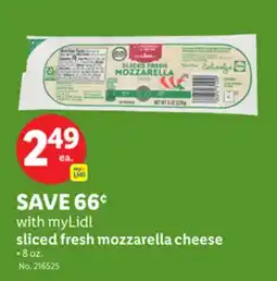 Lidl myLidl sliced fresh mozzarella cheese offer