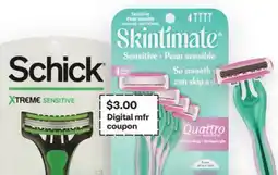 CVS ANY Schick/Skintimate 4 ct., 12 ct. or Schick Xtreme 3 ct. disposable razors offer