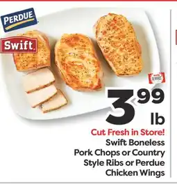 Weis Markets Swift Boneless Pork Chops or Country Style Ribs or Perdue Chicken Wings offer