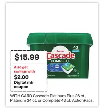 CVS Cascade Platinum Plus 26 ct., Platinum 34 ct. or Complete 43 ct offer