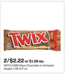 CVS Mars Chocolate or Airheads singles 1.08-2.17 oz offer