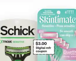 CVS Schick/Skintimate 4 ct., 12 ct. or Schick Xtreme 3 ct. disposable razors offer