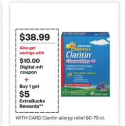 CVS Claritin allergy relief 60-70 ct offer