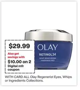 CVS ALL Olay Regenerist Eyes, Whips or Ingredients Collections offer