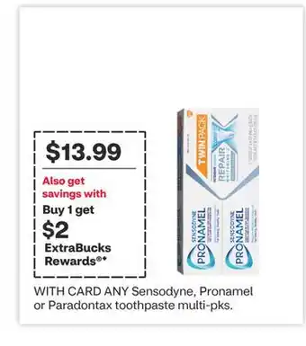 CVS ANY Sensodyne, Pronamel or Paradontax toothpaste multi-pks offer
