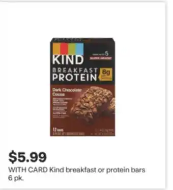 CVS Kind breakfast or protein bars 6 pk offer