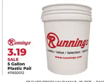 Runnings Runnings 5 Gallon Plastic Pail offer
