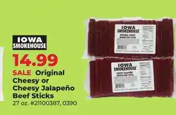 Runnings Iowa Smokehouse Original Cheesy or Cheesy Jalapeño Beef Sticks offer