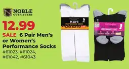 Runnings Noble Outfitters 6 Pair Men's or Women's Performance Socks offer