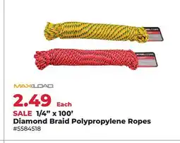 Runnings MaxLoad 1/4 x 100' Diamond Braid Polypropylene Ropes offer