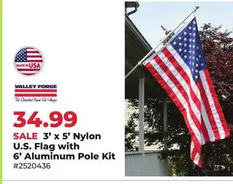 Runnings Valley Forge 3' x 5' Nylon U.S Flag with 6' Aluminum Pole Kit offer