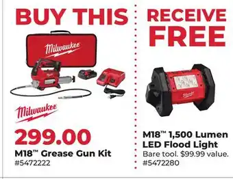 Runnings Milwaukee M18 Grease Gun Kit offer