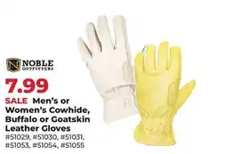 Runnings Noble Outfitters Men's or Women's Cowhide, Buffalo or Goatskin Leather Gloves offer