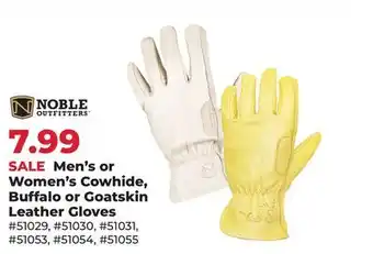 Runnings Noble Outfitters Men's or Women's Cowhide, Buffalo or Goatskin Leather Gloves offer