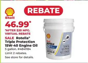 Runnings Shell Rotella Triple Protection 15W-40 Engine Oil offer