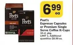 Safeway Peet's Espresso Capsules or Premium Single Serve Coffee K-Cups offer
