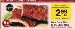 Safeway Pork Back Ribs or St Louis Ribs offer