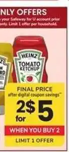Safeway Heinz Tomato Ketchup offer