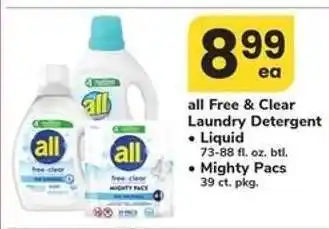 Safeway All Free & Clear Laundry Detergent offer