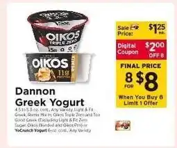 ShopRite Dannon Greek Yogurt offer