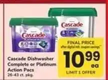 Safeway Cascade Dishwasher Complete or Platinum Action Pacs offer
