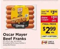 ShopRite Oscar Mayer Beef Franks offer