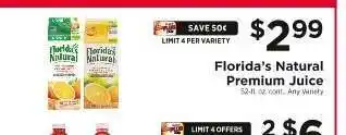 ShopRite Florida's Natural Premium Juice offer