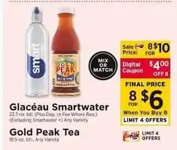 ShopRite Glacéau Smartwater / Gold Peak Tea offer