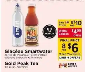 ShopRite Glacéau Smartwater / Gold Peak Tea offer