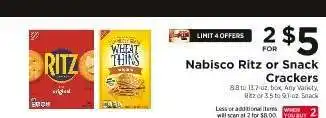 ShopRite Nabisco Ritz or Snack Crackers offer