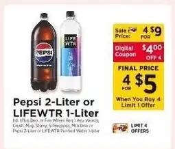 ShopRite Pepsi 2-Liter or Lifewtr 1-Liter offer