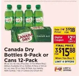 ShopRite Canada Dry Bottles 8-Pack or Cans 12-Pack offer