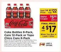 ShopRite Coke Bottles 8-Pack, Cans 12-Pack or Topo Chico Cans 8-Pack offer