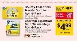 ShopRite Charmin Essentials Bath Tissue Mega Roll 6-Pack offer
