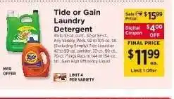 ShopRite Tide or Gain Laundry Detergent offer