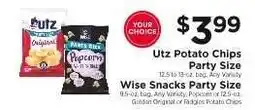 ShopRite Utz Potato Chips Party Size / Wise Snacks Party Size offer
