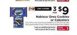 ShopRite NABISCO Oreo Cookies or Cakesters offer