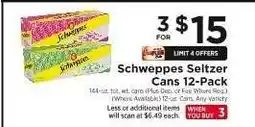 ShopRite Schweppes Seltzer Cans 12-Pack offer