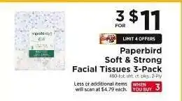 ShopRite Paperbird Soft & Strong Facial Tissues 3-Pack offer