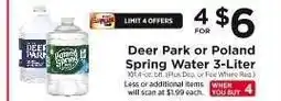 ShopRite Deer Park or Poland Spring Water 3-Liter offer