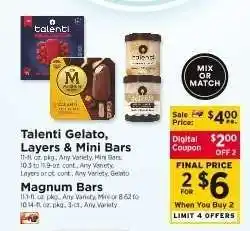 ShopRite Talenti Gelato, Layers & Mini Bars offer