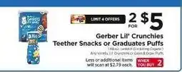 ShopRite Gerber Lil' Crunchies Teether Snacks or Graduates Puffs offer