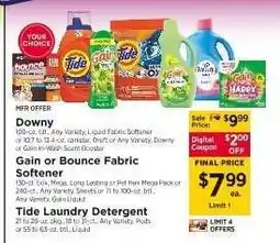 ShopRite Downy, Gain or Bounce Fabric Softener, Tide Laundry Detergent offer