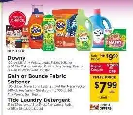 ShopRite Downy, Gain or Bounce Fabric Softener, Tide Laundry Detergent offer