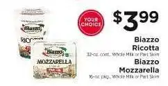 ShopRite Biazzo Ricotta or Mozzarella offer
