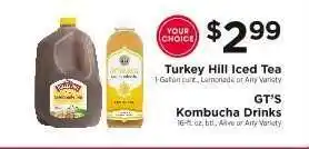 ShopRite Turkey Hill Iced Tea or GT'S Kombucha Drinks offer