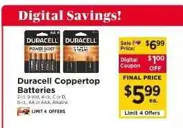 ShopRite Duracell Coppertop Batteries offer