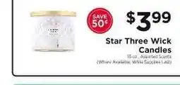 ShopRite Star Three Wick Candles offer