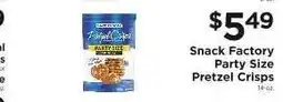 ShopRite Snack Factory Party Size Pretzel Crisps offer